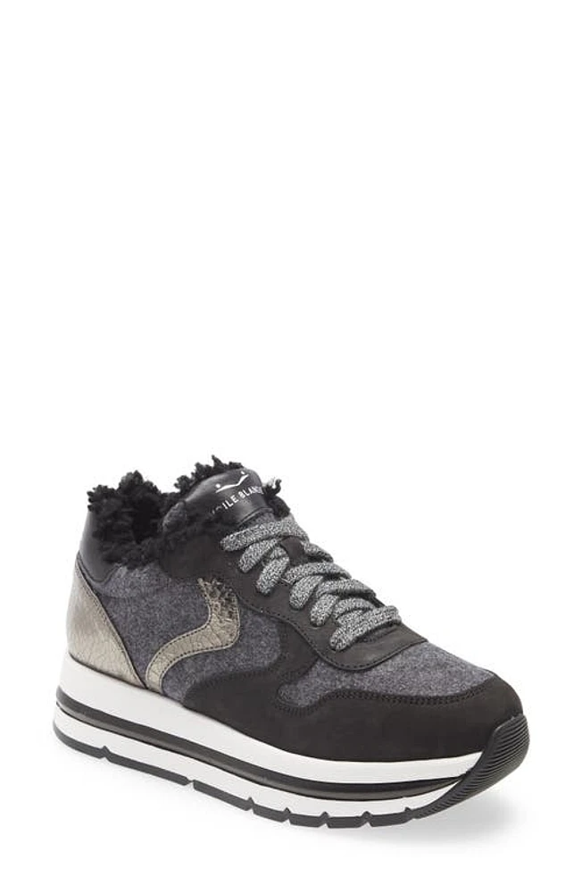 Voile Blanche Maran Genuine Shearling Lined Sneaker in Nero-Grigio at Nordstrom, Size 41