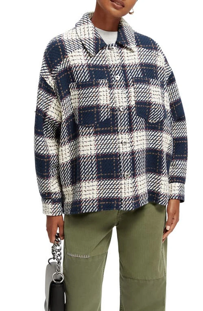 Scotch & Soda Check Relaxed Fit Shirt-Jacket in Combo A-0217 at Nordstrom, Size X-Large