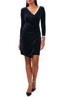 Chaus Bead Detail Long Sleeve Velvet Dress at Nordstrom,