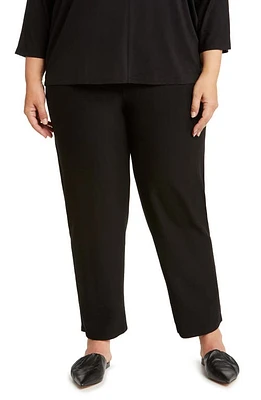 Eileen Fisher Knit Ankle Straight Leg Pants Black at Nordstrom,