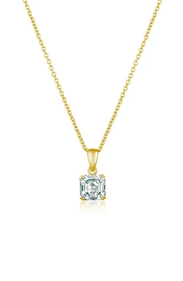 Crislu Asscher Cubic Zirconia Pendant Necklace in Gold at Nordstrom