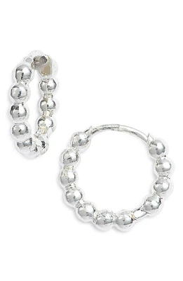 Estella Bartlett Beaded Mini Huggie Hoop Earrings in Silver at Nordstrom