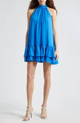 Alice + Olivia Erna Ruffle Hem Minidress French Blue at Nordstrom,