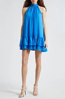 Alice + Olivia Erna Ruffle Hem Minidress French Blue at Nordstrom,