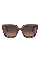 'DiorMidnight S1I 53mm Square Sunglasses in Red Havana /Gradient Brown at Nordstrom