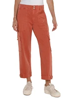 Liverpool Los Angeles Utility Stretch Twill Crop Cargo Pants Terracotta at Nordstrom,