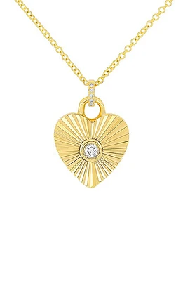 EF Collection Diamond Fluted Heart Pendant Necklace in 14K Yellow Gold at Nordstrom