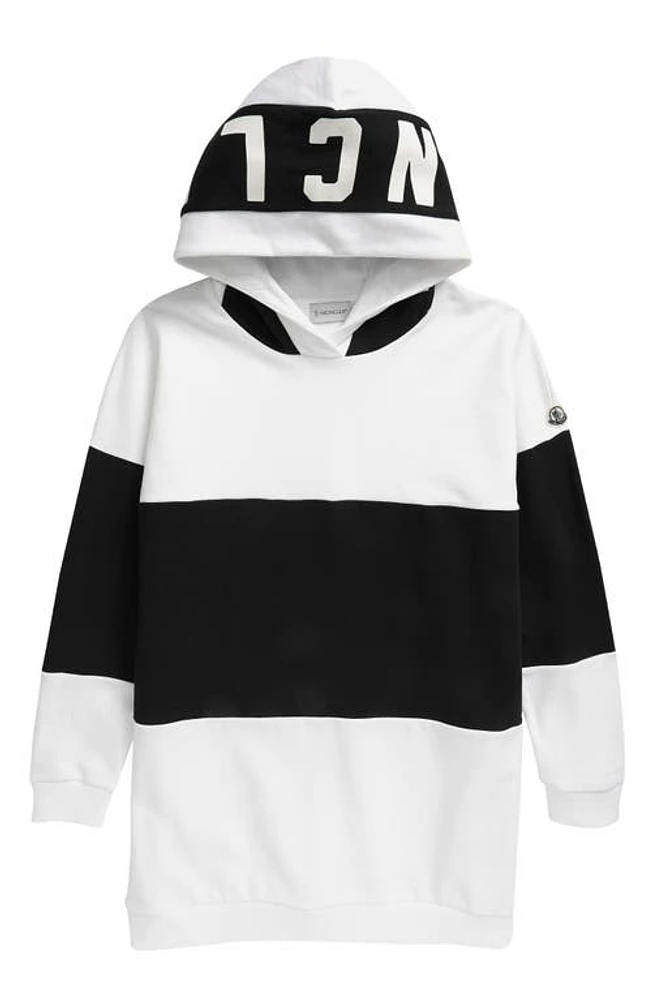 Moncler Kids' Logo Colorblock Hoodie in 090 White W Black at Nordstrom, Size 8Y