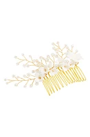 L. Erickson Briar Beaded Imitation Pearl Hair Comb in Cream Pearl/Gold at Nordstrom