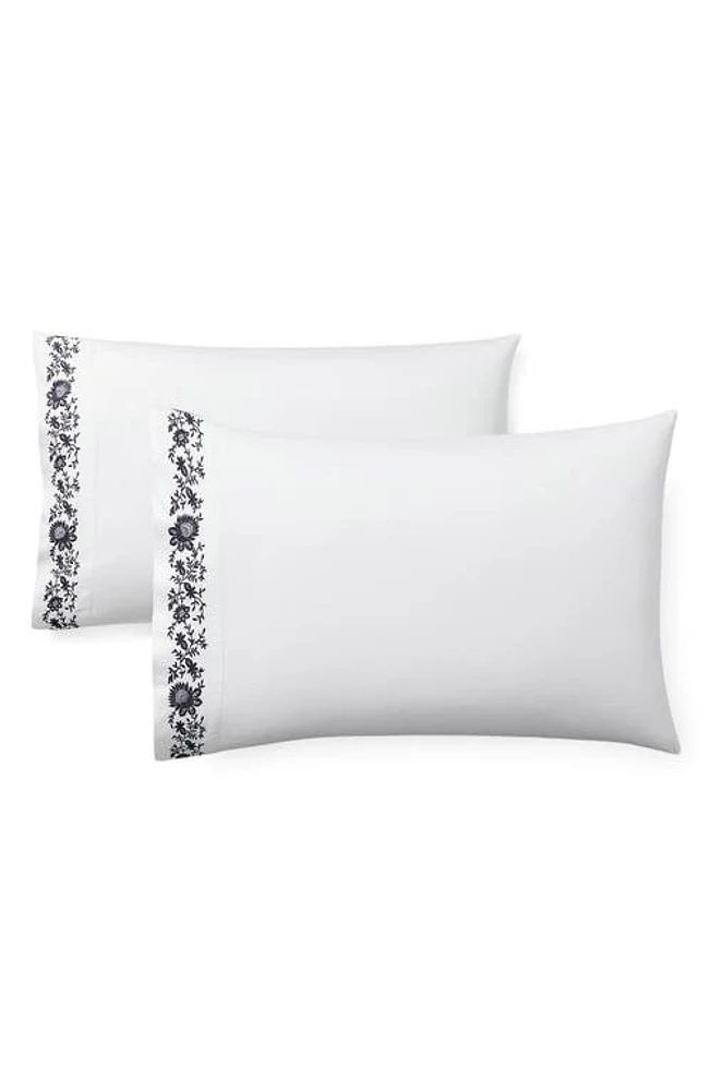 Ralph Lauren Eloise Set of 2 Embroidered 624 Thread Count Organic Cotton Pillowcases in Polo Navy at Nordstrom