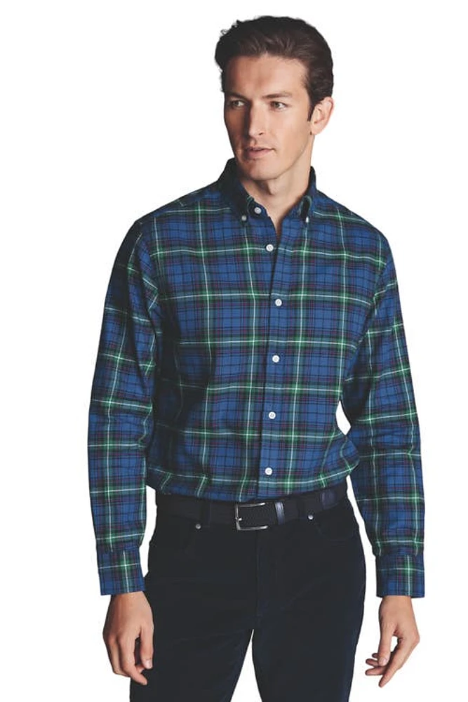 Charles Tyrwhitt Slim Fit Button-Down Collar Brushed Flannel Check Shirt at Nordstrom