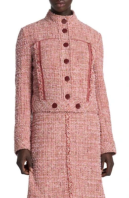 St. John Collection Boxy Tweed Crop Jacket Petal Pink/Cranberry Multi at Nordstrom,