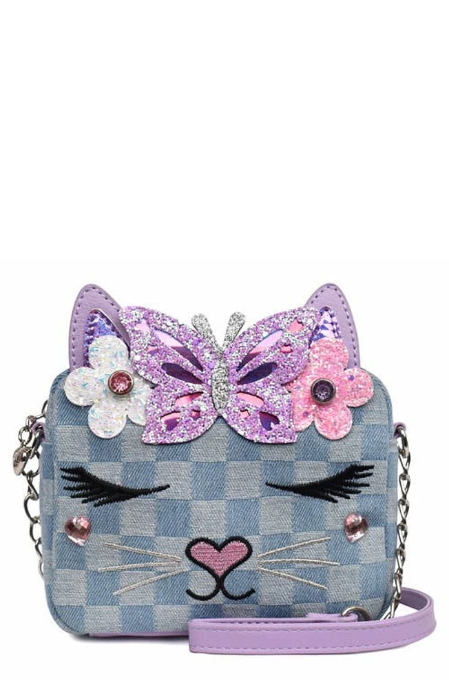 OMG Accessories Kids' Miss Bella Checker Denim Crossbody Bag in Orchid at Nordstrom