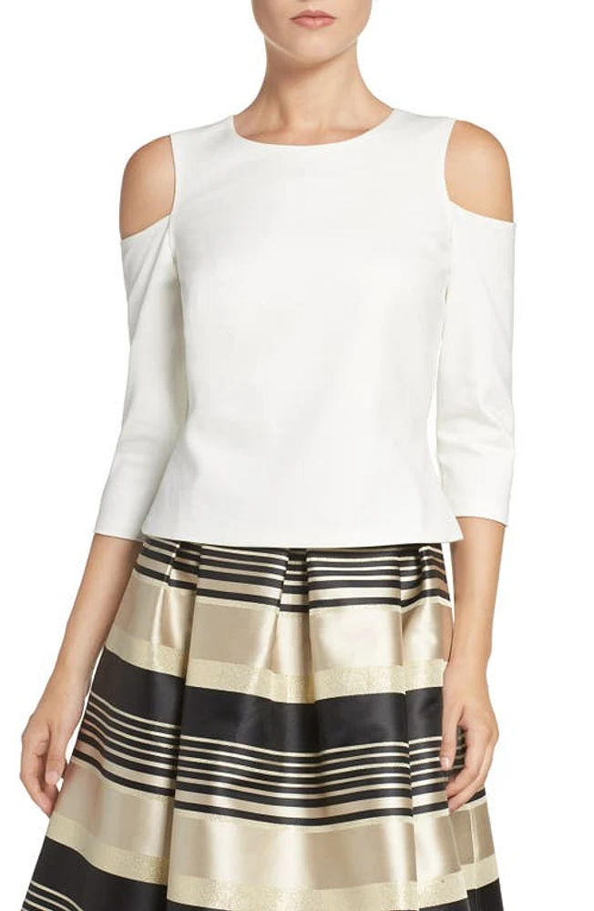 Eliza J Cold Shoulder Top in Ivory at Nordstrom, Size 2