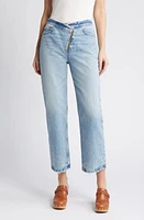 FRAME Le Jane Angled Zip Crop Relaxed Straight Leg Jeans Rhode at Nordstrom,