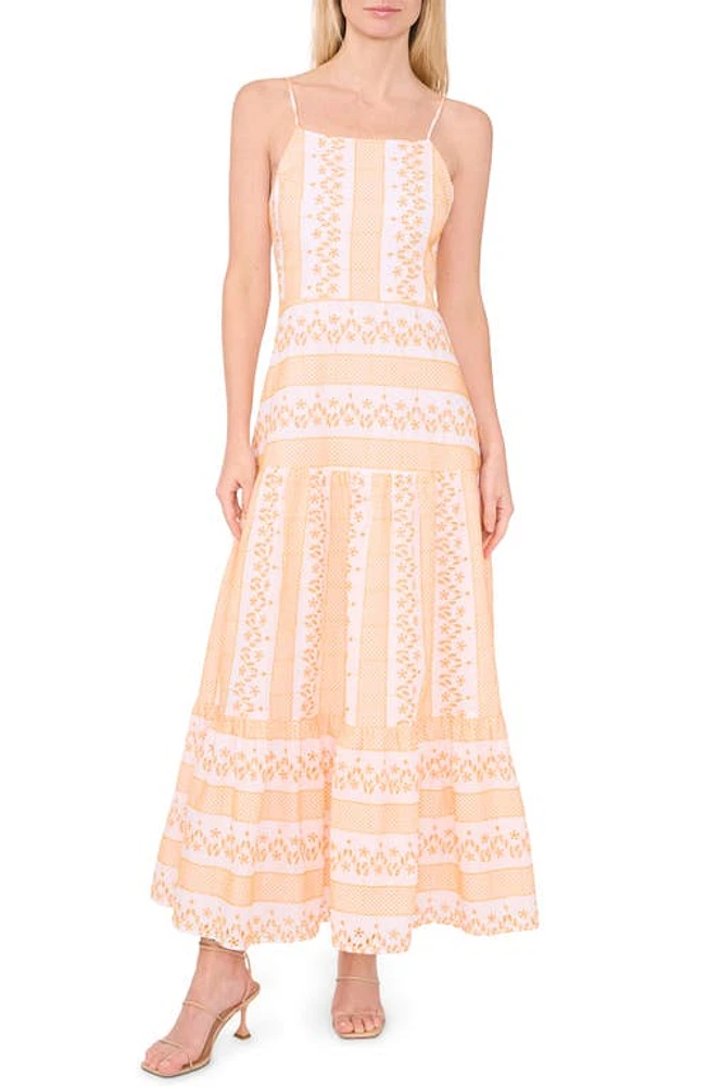 CeCe Eyelet & Embroidery Maxi Dress Ultra White at Nordstrom,