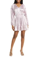 All Favor Ruffle Long Sleeve Satin Minidress at Nordstrom,