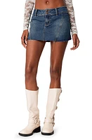 EDIKTED Donnie Raw Hem Denim Miniskirt Blue at Nordstrom,