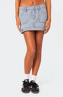 EDIKTED Foxx Low Rise Patch Pocket Denim Miniskirt Light-Blue at Nordstrom,