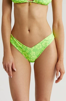 Kulani Kinis Strappy Cheeky Bikini Bottoms in Aloha Lime at Nordstrom, Size Large