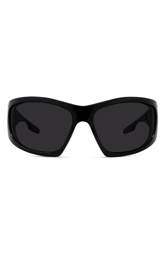 Givenchy Givcut 67mm Oversize Geometric Sunglasses in Shiny Black /Smoke at Nordstrom