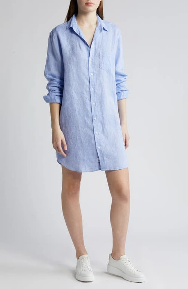 Frank & Eileen Mary Long Sleeve Linen Shirtdress Light Blue at Nordstrom,