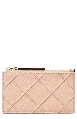 Tory Burch Fleming Soft Caviar Leather Zip Card Case in Pink Dawn at Nordstrom