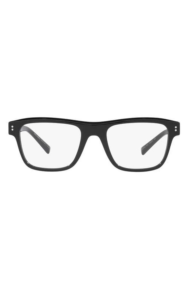 Dolce & Gabbana 53mm Square Optical Glasses in Shiny Black at Nordstrom