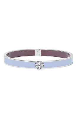 Tory Burch Kira Enamel Hinge Bracelet in Tory Silver Lavender Chocolate at Nordstrom, Size Medium