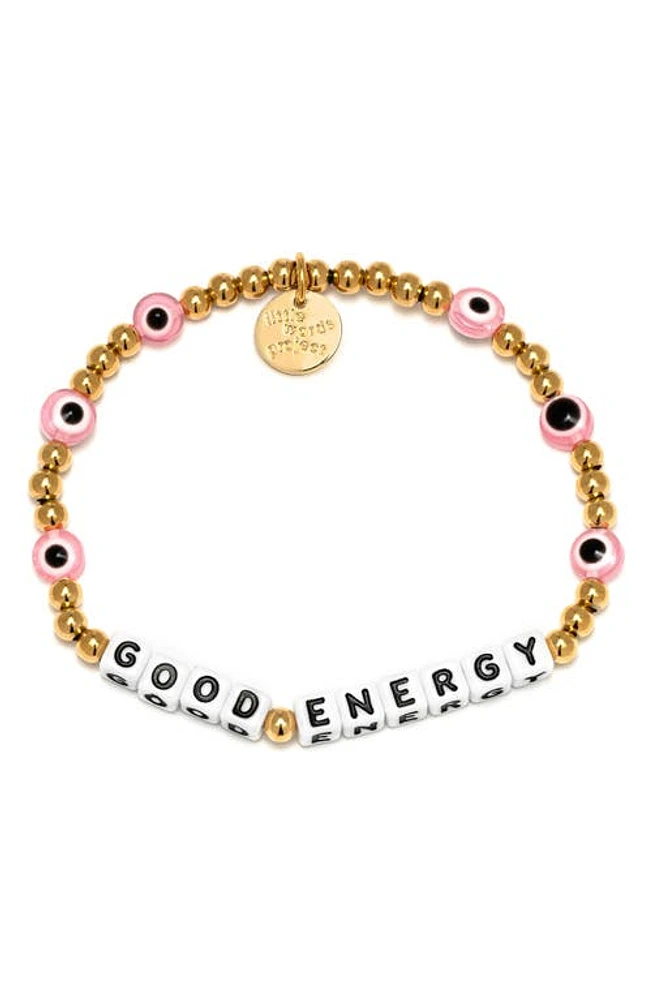 Little Words Project Good Energy Beaded Stretch Bracelet in Waterproof Gold at Nordstrom