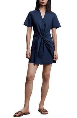 MANGO Bow Cotton Shirtdress Navy at Nordstrom,