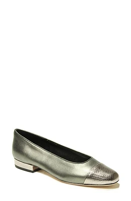 VANELi Cap Toe Flat Pewter Nappa Leather at Nordstrom,