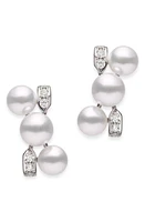 Mikimoto Cluster Cultured Pearl Earrings in White Gold/Diamond at Nordstrom