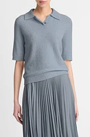 Vince Bouclé Short Sleeve Silk Blend Polo Sweater at Nordstrom,