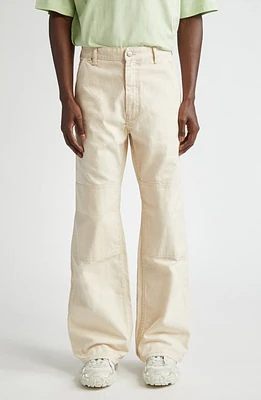 Acne Studios Paneled Cotton Canvas Trousers Oatmeal Melange at Nordstrom,