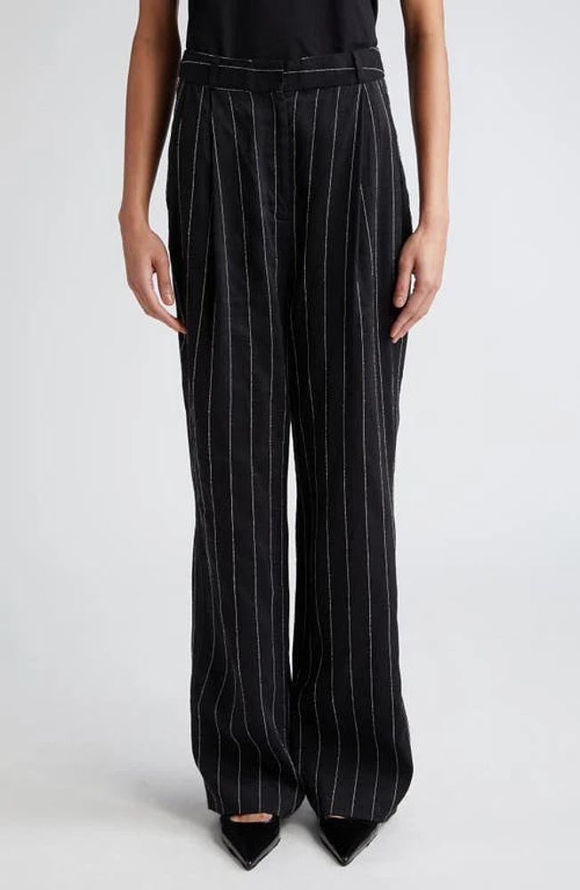 Loulou Studio Pinstripe Pants Black/Ivory at Nordstrom,