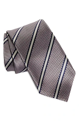 ZEGNA TIES Paglie Bold Stripe Mulberry Silk Tie in Pink at Nordstrom