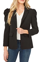 CeCe Puff Shoulder Open Front Ponte Blazer Rich Black at Nordstrom,