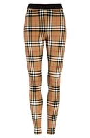 burberry Belvoir Check Crop Leggings in Archive Beige Check at Nordstrom, Size Xx-Small