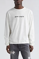 Palm Angels Logo Long Sleeve Cotton Graphic T-Shirt Off White Black at Nordstrom,