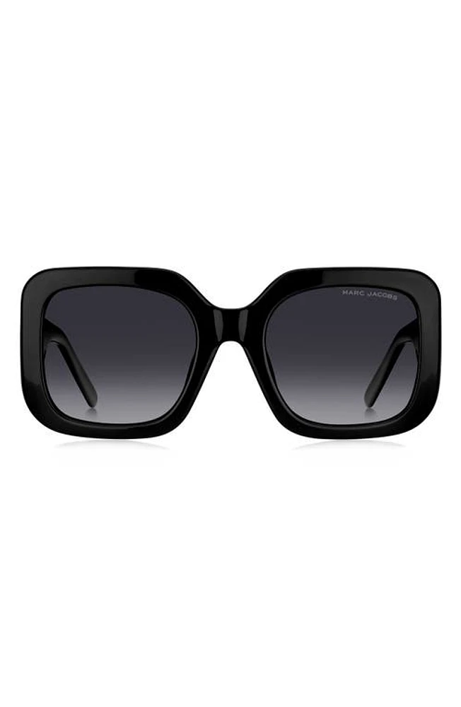 Marc Jacobs 53mm Gradient Polarized Square Sunglasses in Black Grey/Gray Polar at Nordstrom