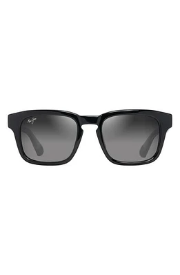 Maui Jim Maluhia 52mm Gradient PolarizedPlus2 Square Sunglasses in Shiny Black W/trans Light Grey at Nordstrom