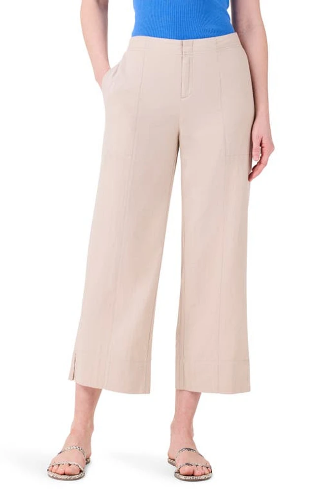 NIC+ZOE Rumba Organic Linen Blend Crop Wide Leg Pants Brown Rice at Nordstrom,