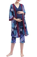 Kimi and Kai Natalie 3-Piece Maternity/Nursing Pajama Set Multicolored at Nordstrom,