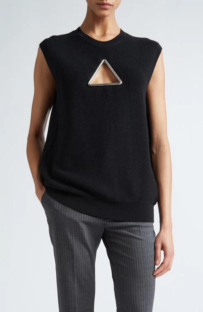 Coperni Triangle Sleeveless Merino Wool Sweater Black at Nordstrom,