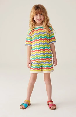 Little Bird Kids' Rainbow Stripe Cotton Knit Shirt & Shorts Set Multi Wave at Nordstrom,