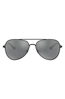 Brooks Brothers 58mm Mirrored Pilot Sunglasses in Matte Black/Grey Mirrored at Nordstrom