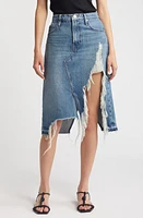 FRAME Deconstructed Denim Midi Skirt Salem at Nordstrom,