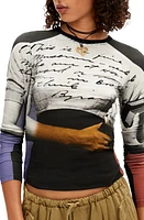 Desigual Martina Long Sleeve Graphic T-Shirt Black at Nordstrom,