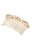 L. Erickson Alina Beaded Hair Comb in Gold/White at Nordstrom